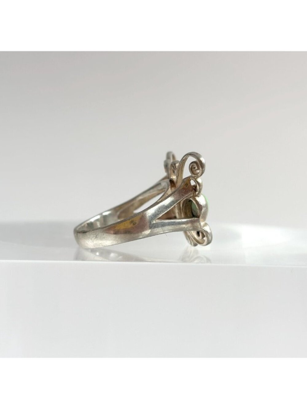 Turquoise & Coral Gemstone Butterfly Sterling Silver 925 Vintage Ring - sz 6.75 - Picture 6 of 16